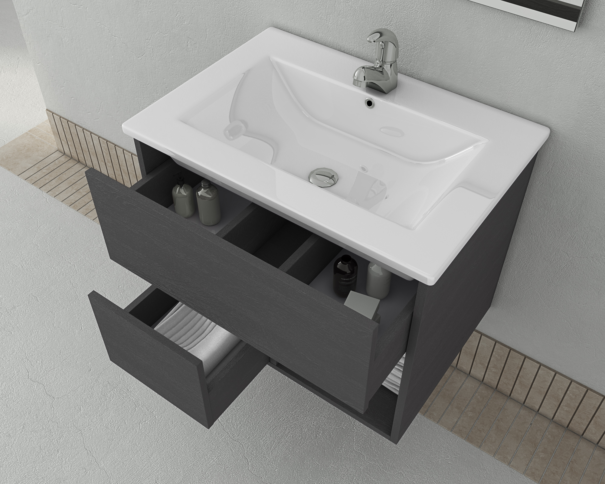 Σετ έπιπλο μπάνιου SORRENTO 65 Graphite
