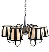 Πολυέλαιος Νίκελ με 6 Φώτα, Καπέλο Λευκό & Μαύρο  SD684