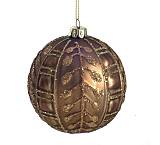 Χριστουγεννιάτικη Μπάλα Αναγλυφα σχέδια  Αντικέ Καφέ/Χρυσό 10cm KA773
