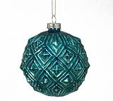 Γυάλινη μπάλλα σχ.ρομβοι, πετρόλ 8cm BL163