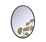 Μεταλλικός καθρέπτης οβάλ, μαυρή κορνίζα & λουλούδι, 43.5x60cm HT520