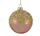 Γυάλινη μπάλλα διάφανη ροζ/χρυσό, 8cm BL255