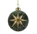 Γυάλινη μπάλλα πράσινο βελούδο, σχ.αστέρι 8cm BL264