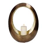 Κηροπήγιο "Egg" από αλουμίνιο χάλκινο/χρυσό, 34x45cm KAL-0038