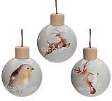 Mπάλλα, ξύλινο καπάκι & print ζώα του δάσους,8cm BL376