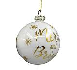 Γυαλινη μπάλλα λευκή/χρυσό με ευχές,8cm BL404