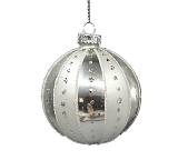 Γυαλινη μπάλλα λωρίδες ασημι,8cm BL408