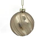 Γυαλινη μπάλλα σαμπανί, ρίγες,8cm BL416