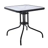 BALENO Τραπέζι Κήπου - Βεράντας, Μέταλλο Βαφή Μαύρο, Γυαλί Tempered Ε-00023760 Ε2407,3