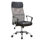 BF2400-PVC Πολυθρόνα Γραφείου Διευθυντή, Βάση Χρώμιο, Pvc - Mesh, Γκρι - Μαύρο Ε-00019542 ΕΟ502,4P