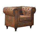 CHESTERFIELD Πολυθρόνα Σαλονιού - Καθιστικού, Ύφασμα Απόχρωση Καφέ Camel Ε-00017821 Ε942,1