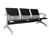 Κάθισμα Αναμονής - Υποδοχής 3 Θέσεων, Μέταλλο Χρώμιο PVC Μαύρο Ε-00015105 Ε503,02