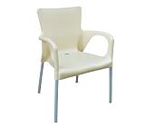 LARA Πολυθρόνα Dining Στοιβαζόμενη, ALU Silver, PP - UV Protection Απόχρωση Εκρού Ε-00008658 Ε306,4