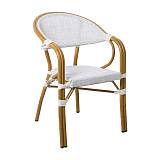 VEGERA Πολυθρόνα Dining Αλουμίνιο Βαφή Φυσικό Textilene Εκρού, Στοιβαζόμενη Ε-00021506 Ε258,13