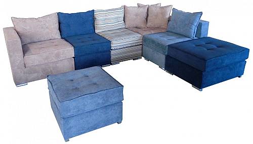 Πολυμορφικός καναπές Carla (85+60+60+85+60x85) και 2 σκαμπό (60x60)+(70x85)