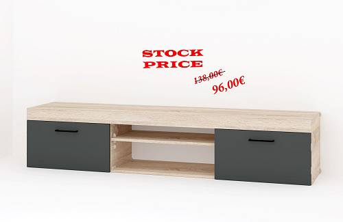 Stock Έπιπλο τηλεόρασης Nima - Light Sonoma Oak+Anthracite (168x40x35)