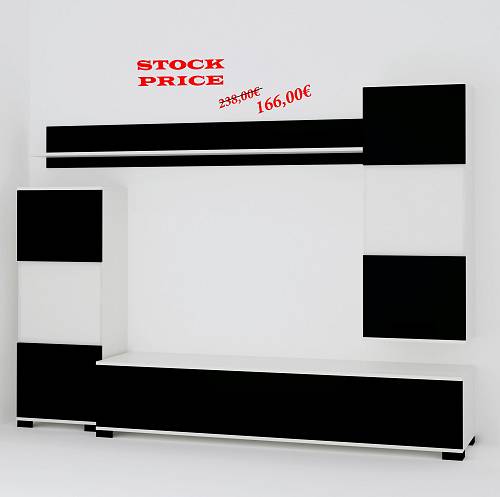 Stock Σύνθεση σαλονιού Colmar - White/Black (200x45x180)