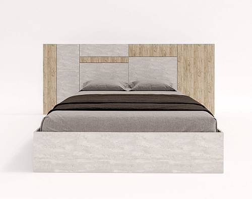 Κρεβάτι διπλό Dust - Concrete Flow/Grey Craft Oak (289x205x120)