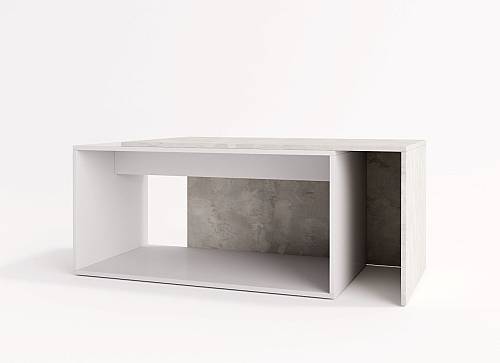 Τραπεζάκι σαλονιού Elegant - White/Concrete Flow (92x52x45,5)