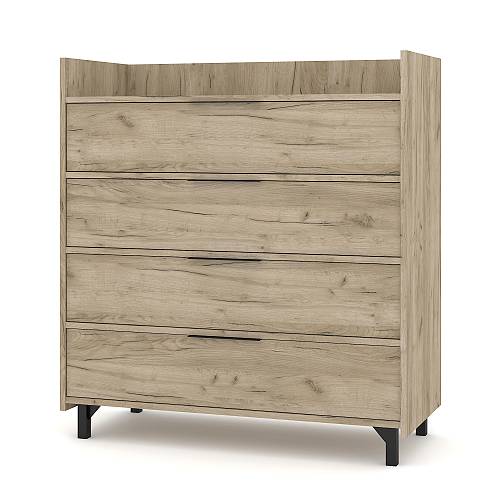 Συρταριέρα με 4 συρτάρια Dawn - Gray Craft Oak(90x40x100)