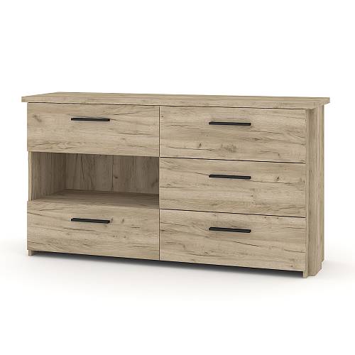 Συρταριέρα με 5 συρτάρια & 1 ράφι Moon - Gray Craft Oak (138x40x75)