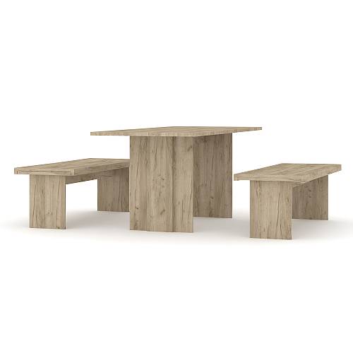 Τραπέζι τραπεζαρίας Moon - Gray Craft Oak (180x90x75 / 180x45x44)