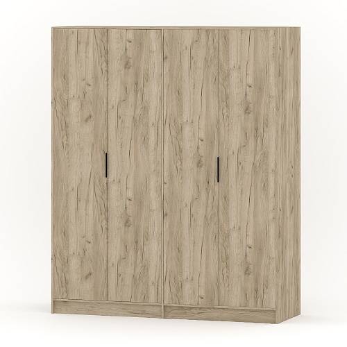 Ντουλάπα 4-φυλλη Rain - Grey Craft Oak  (180x60x220)
