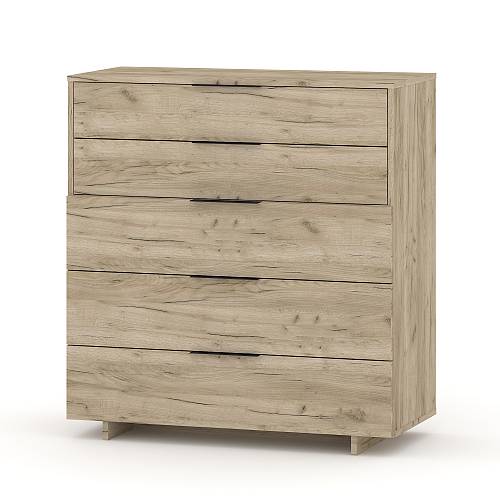 Συρταριέρα με 5 συρτάρια Rain -  Grey Craft Oak  (90x40x100)