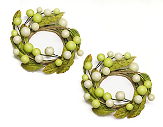 Στεφάνι κηροπηγίου με πράσινα berries,5cm  MT937