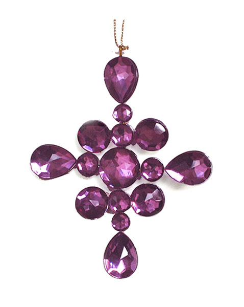 Χριστουγεννιάτικο Στολίδι Ακρυλικό Εντελβάις Πέτρες Μωβ WE276