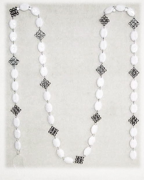 Διακοσμητική γιρλαντα οβάλ πέτρες λευκή 180cm WE287