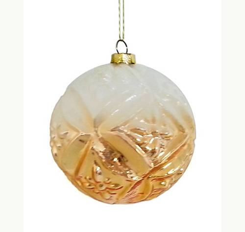 Γυάλινη μπάλλα δίχρωμη λευκό/χρυσό 8cm KA816 Γυάλινη μπάλλα δίχρωμη λευκό/χρυσό 8cm KA816
