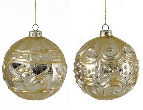Γυάλινη μπάλλα ανάγλυφο χρυσό/ασημι 2σχ. 10cm KA860 Γυάλινη μπάλλα ανάγλυφο χρυσό/ασημι 2σχ. 10cm KA860