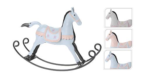 Μεταλλικό διακοσμητικό αλογάκι, 3 παστέλ χρώματα,18,5Χ12,5cm XM375