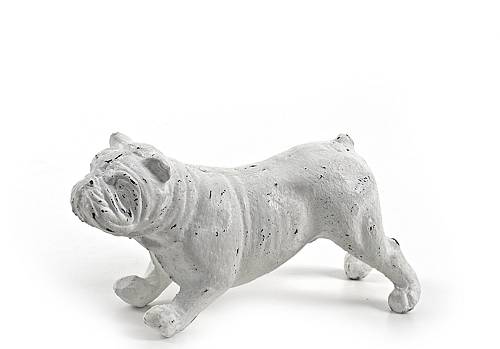 Διακοσμητικός σκύλος μπουλντόγκ από μαντέμι, Λευκό χρ., 17,5cm ID105