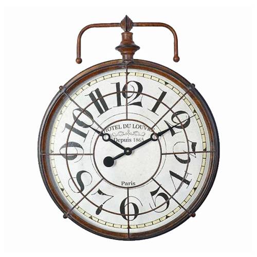 Μεταλλικό ρολόι τοιχου σε Loft style με σχάρα, σκουριασμένο καφέ 44,5cm CL286