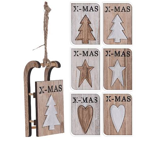 Στολίδι έλκηθρο ξύλινο , 6σχ., εκρού/καφέ, 14cm XM456 Στολίδι έλκηθρο ξύλινο , 6σχ., εκρού/καφέ, 14cm XM456