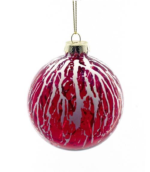 Γυάλινη μπάλλα διάφανη κόκκινη με λευκό ντεκόρ 8cm KA885 Γυάλινη μπάλλα διάφανη κόκκινη με λευκό ντεκόρ 8cm KA885