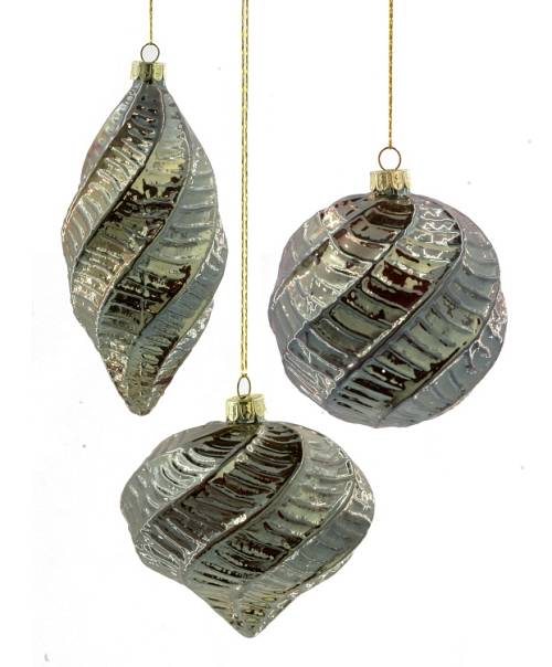 Γυάλινα στολίδια μελανζέ χάλκινο/ασημί 3σχδ. 10-16cm KA929 Γυάλινα στολίδια μελανζέ χάλκινο/ασημί 3σχδ. 10-16cm KA929
