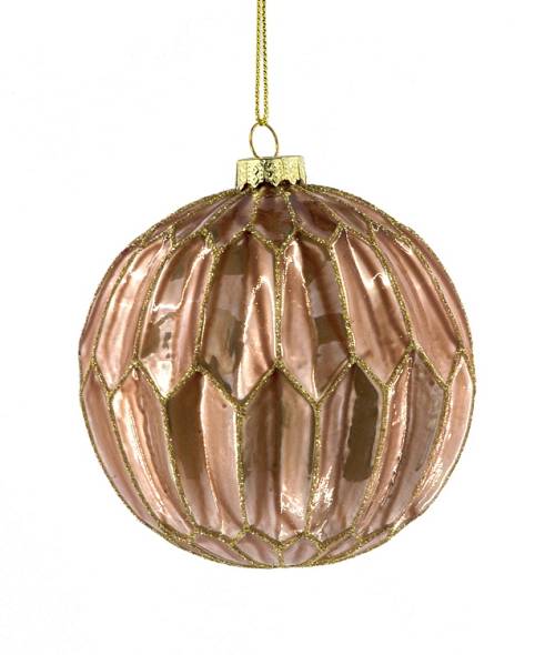 Γυάλινη μπάλλα πολυεδρική σωμόν χρ. 10cm KA932 Γυάλινη μπάλλα πολυεδρική σωμόν χρ. 10cm KA932