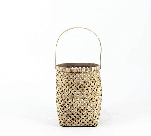 Φανάρι(με γυαλί) από Bamboo φυσικό χρ.,20cm GR438