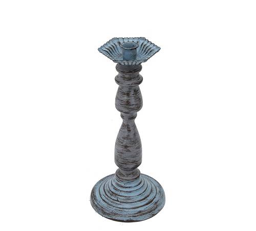 Μεταλλικό κηροπήγιο παλαιωμένο φινίρισμα γκρι/μπλε,32,5cm FB179