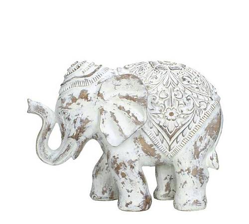 Ελέφαντας σε Ινδικό στυλ, ντεκαπέ λευκό, 23cm WER-8229