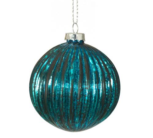 Γυάλινη μπάλλα ριγέ blue/black 8cm BL164