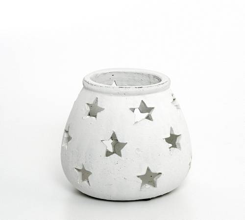 Κεραμικό φανάρι με αστέρια σε ματ λευκό χρ.,16,5cm GA210