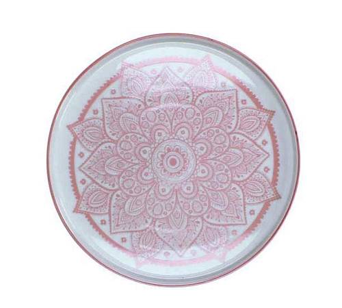 Στρογγυλό σουβέρ πορσελάνη σχ.Mandala ροζ 21,5cm WER-7639