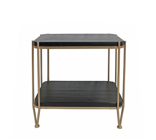 Side table με ραφι σε μαύρο/χρυσό,62.5x60cm JM514