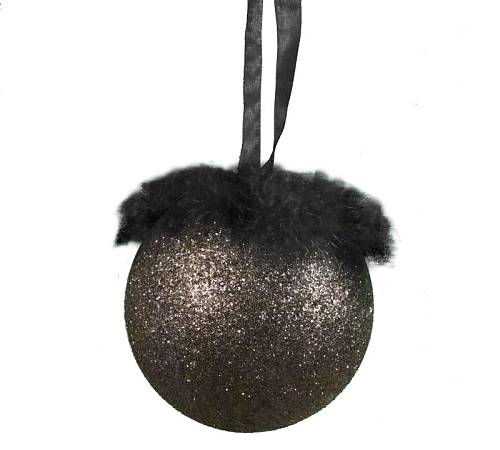 Στολίδι μπάλλα με μαύρο στρας & φτερό 10cm SH310