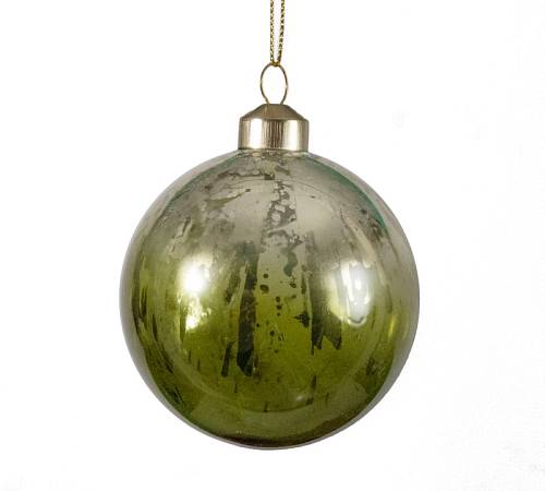 Γυάλινη μπάλλα διαφανη λαδί ασημί, 8cm BL244