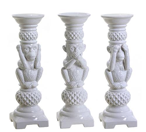 Κεραμικό κηροπήγιο με φιγούρα πίθηκου, 3σχ., 37,5cm CT428